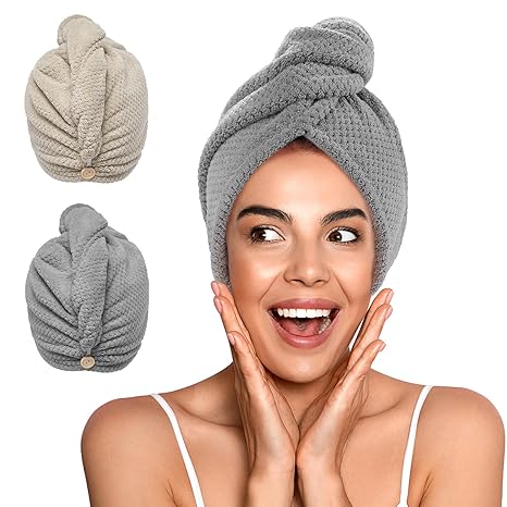 YFONG 2 Pack Microfiber Hair Towel Wrap for Women