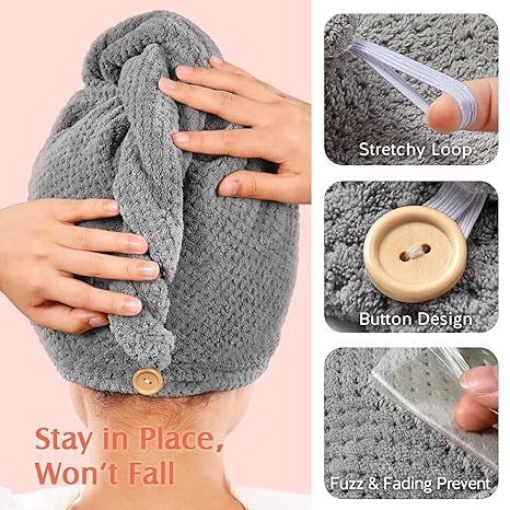 YFONG 2 Pack Microfiber Hair Towel Wrap for Women